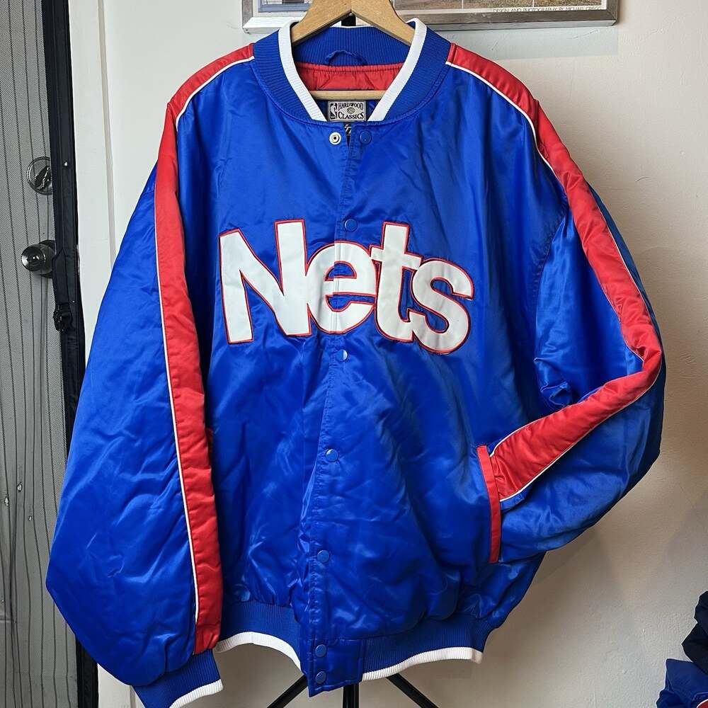 Vintage NBA Brooklyn New Jersey Nets Hardwood Classics satin jacket Adult XL